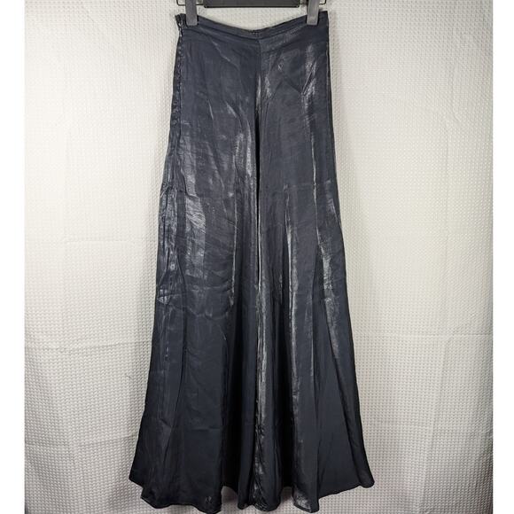 Simco Formalwear 4 Black Metallic Maxi Skirt Satin Shiny Evening Party Y2K - Picture 1 of 5